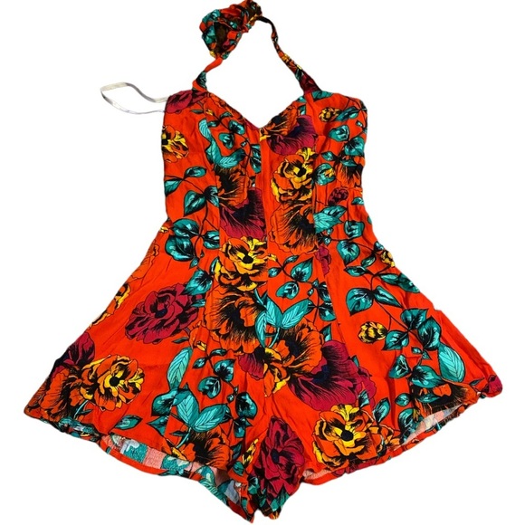 MINKPINK Pants - MinkPink red Floral Romper Size XS